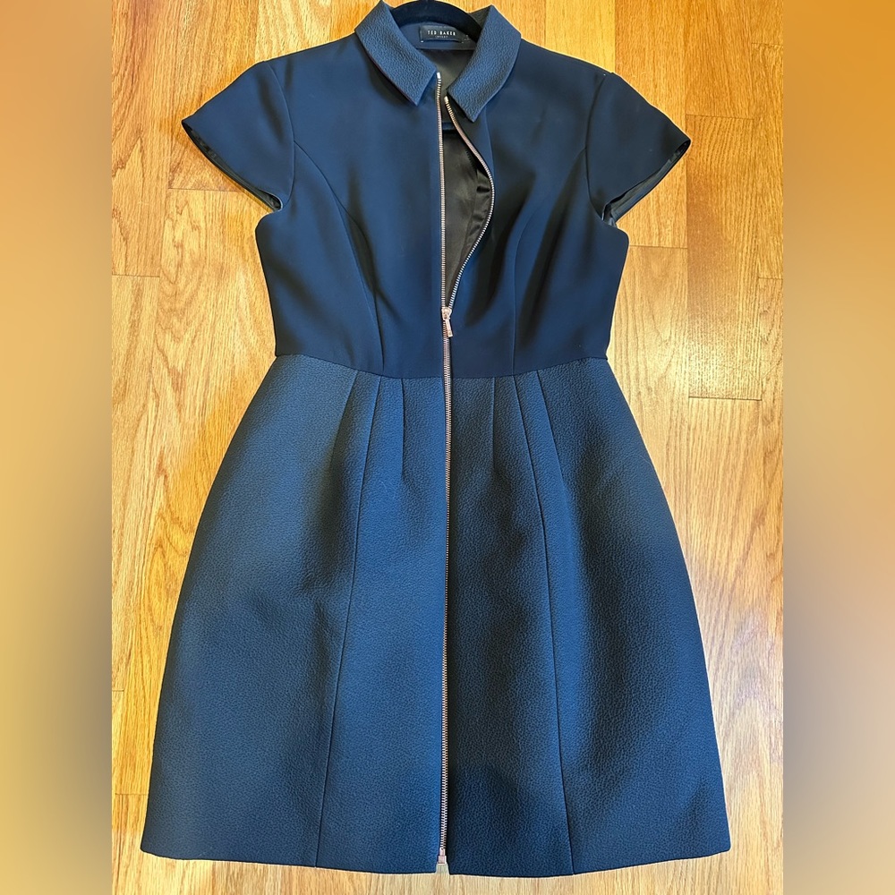 Ted Baker black textured dress. Beautiful shape. Worn only once.